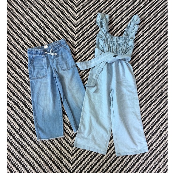 OshKosh B'gosh Other - OshKosh Btween Girls Denim Bundle Jeans Jumpsuit Light Wash Blue Size 4 4/4A